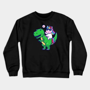 Cute Unicorn With Dino Cartoon Crewneck Sweatshirt